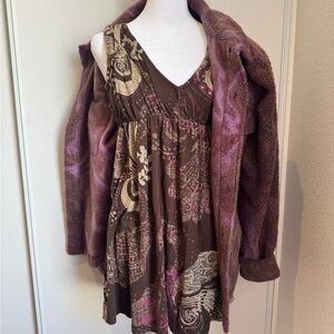 Brown and Pink Patterned Dress